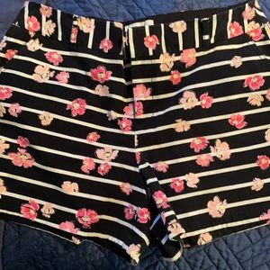 Black with pink floral print shorts
